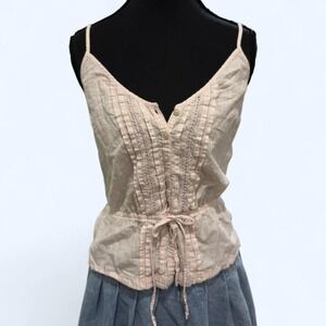 Y2K Abercrombie & Fitch blush pink cami with delicate pintuck lace